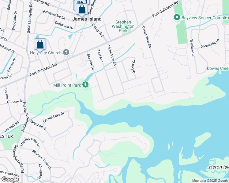 map of restaurants, bars, coffee shops, grocery stores, and more near 1339 Stone Post Road in Charleston
