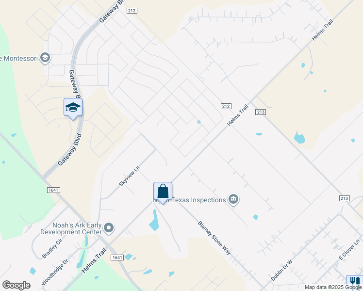 map of restaurants, bars, coffee shops, grocery stores, and more near 18133 Grandview Drive in Forney