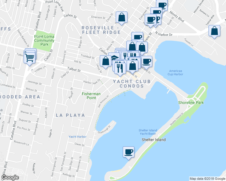 map of restaurants, bars, coffee shops, grocery stores, and more near 924 Scott Street in San Diego