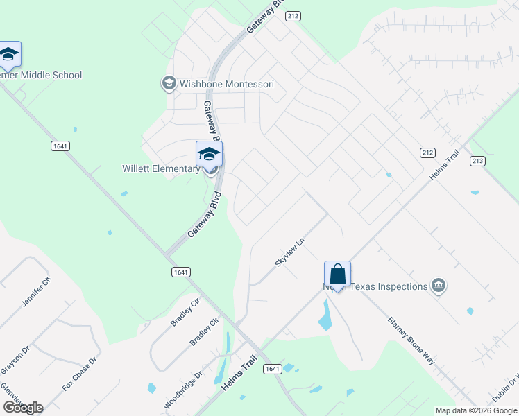 map of restaurants, bars, coffee shops, grocery stores, and more near 13265 Clearview Drive in Forney