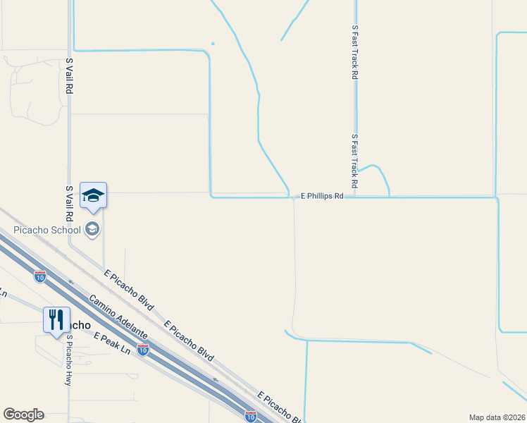 map of restaurants, bars, coffee shops, grocery stores, and more near 7561 East Phillips Road in Eloy