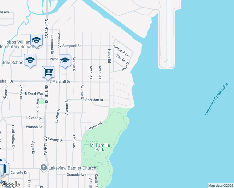 map of restaurants, bars, coffee shops, grocery stores, and more near 1906 Harbor Lights Drive in Grand Prairie