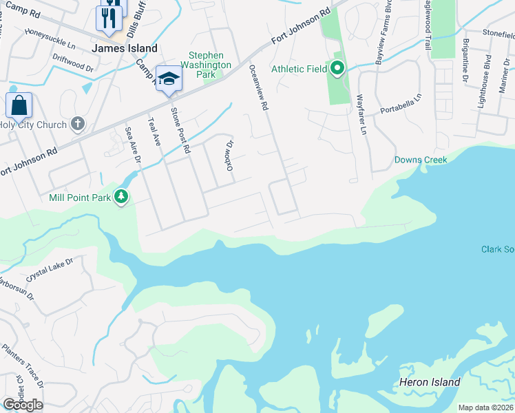 map of restaurants, bars, coffee shops, grocery stores, and more near 1311 Trenholm Drive in Charleston