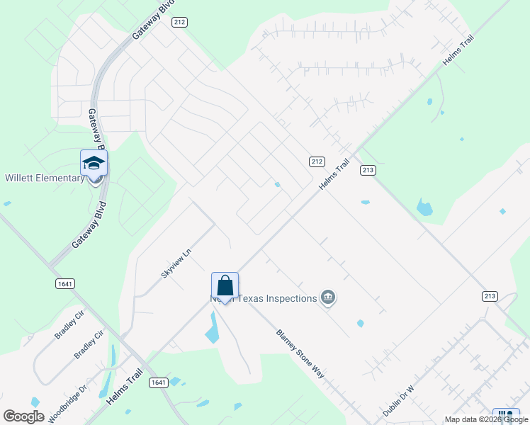 map of restaurants, bars, coffee shops, grocery stores, and more near 11597-11659 Helms Trail in Forney