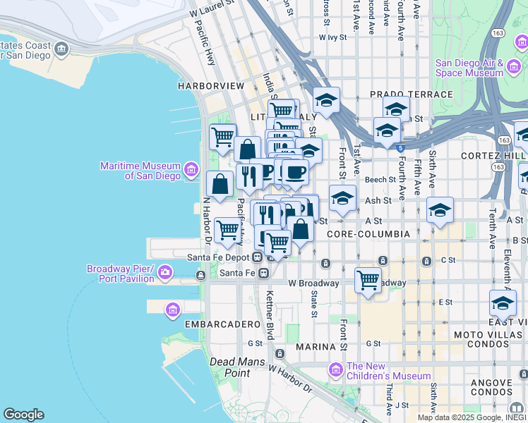 map of restaurants, bars, coffee shops, grocery stores, and more near 1388 Kettner Boulevard in San Diego