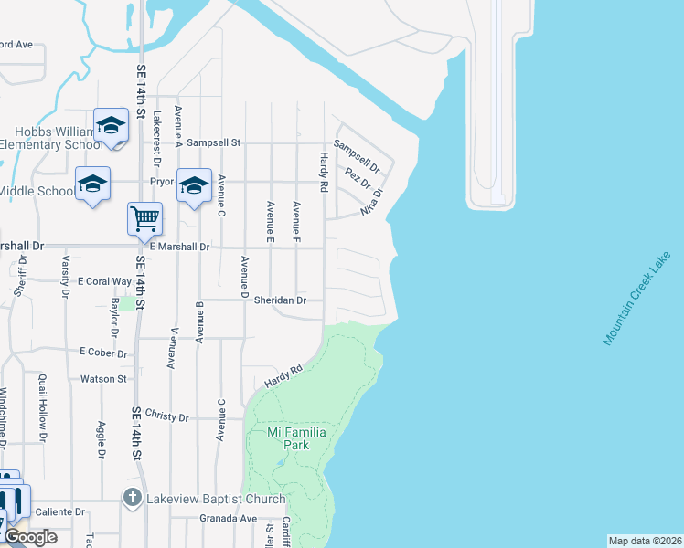 map of restaurants, bars, coffee shops, grocery stores, and more near 1906 Harbor Lights Drive in Grand Prairie