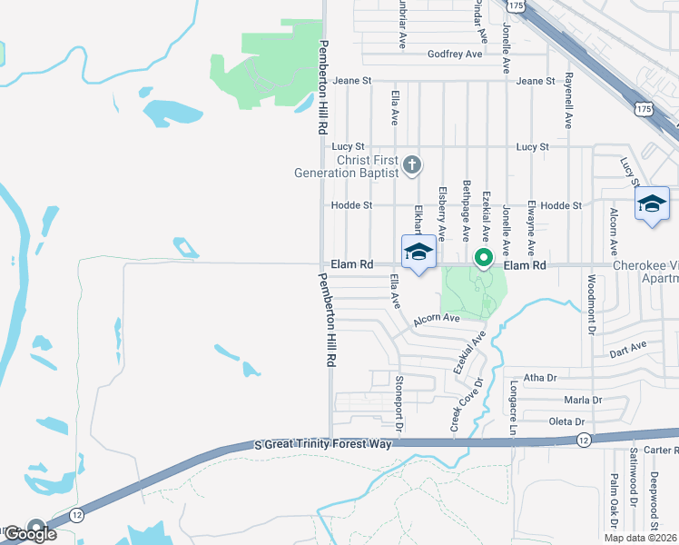 map of restaurants, bars, coffee shops, grocery stores, and more near 6115 Capestone Drive in Dallas