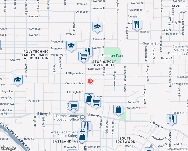 map of restaurants, bars, coffee shops, grocery stores, and more near 4224 Littlejohn Avenue in Fort Worth