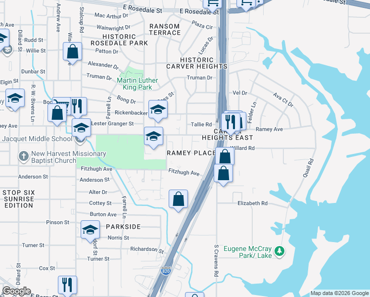 map of restaurants, bars, coffee shops, grocery stores, and more near 2621 Diver Court in Fort Worth