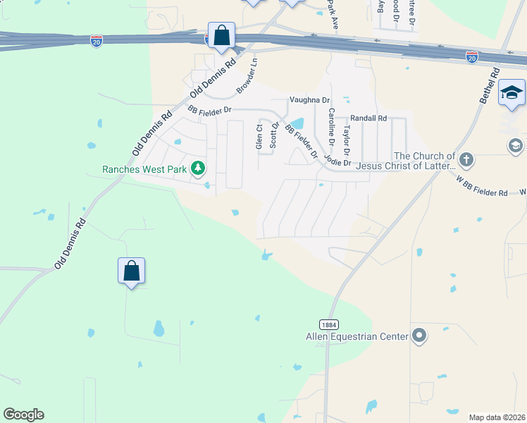 map of restaurants, bars, coffee shops, grocery stores, and more near 2540 Doe Run in Weatherford
