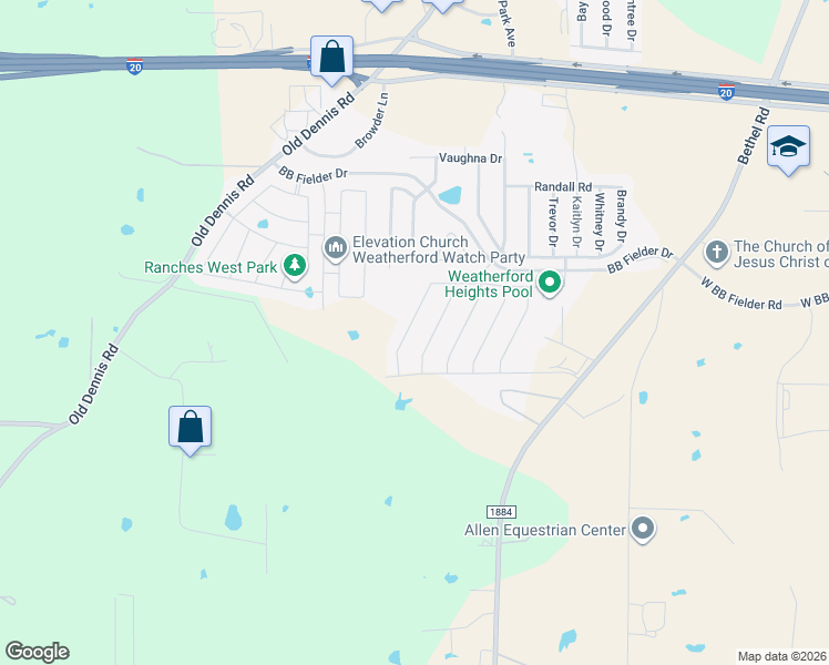 map of restaurants, bars, coffee shops, grocery stores, and more near 2549 Silver Fox Trail in Hudson Oaks