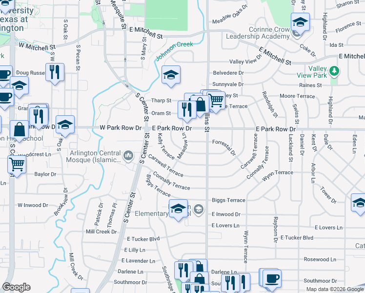 map of restaurants, bars, coffee shops, grocery stores, and more near 515 Harmon Terrace in Arlington