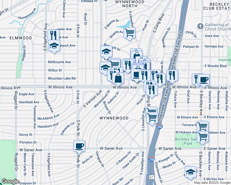 map of restaurants, bars, coffee shops, grocery stores, and more near 2318 Wynnewood Drive in Dallas