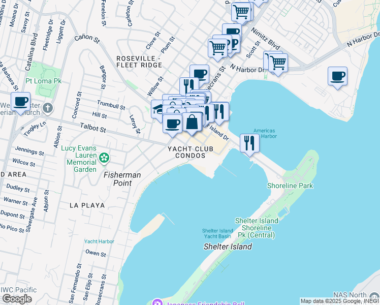 map of restaurants, bars, coffee shops, grocery stores, and more near 1021 Scott Street in San Diego