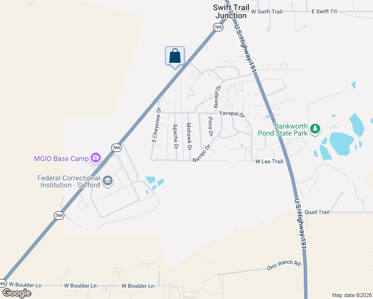 map of restaurants, bars, coffee shops, grocery stores, and more near 8655 Mohawk Dr in Safford
