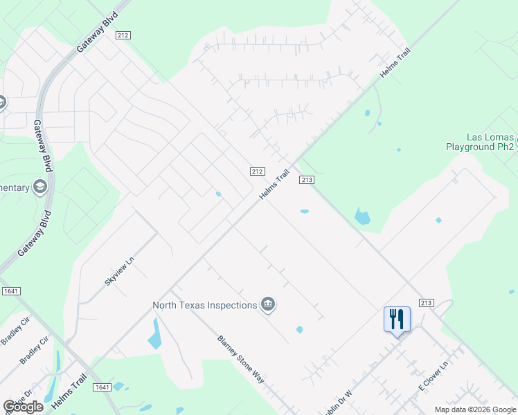 map of restaurants, bars, coffee shops, grocery stores, and more near 10000 Fireside Lane in Forney
