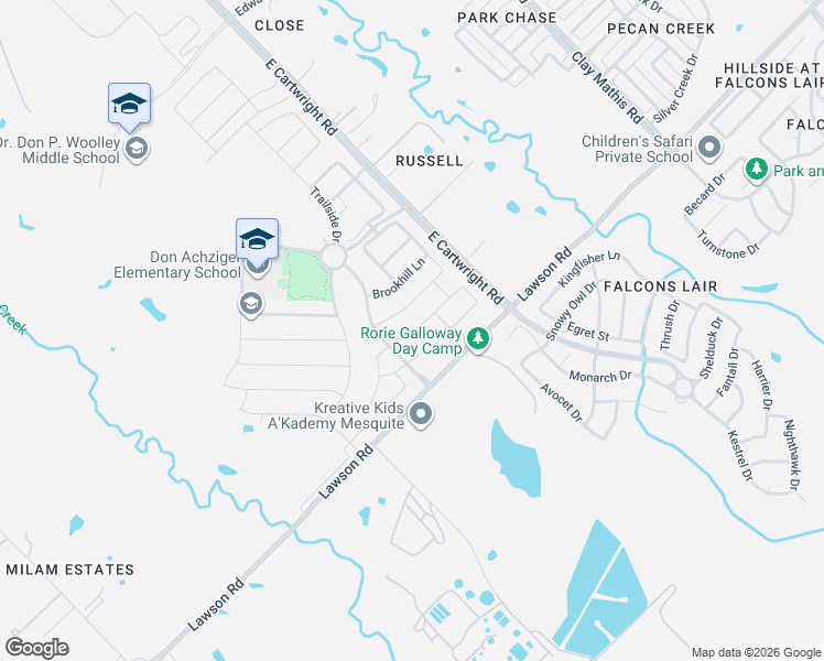 map of restaurants, bars, coffee shops, grocery stores, and more near 3019-3341 Lawson Road in Mesquite