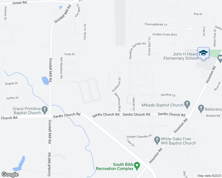 map of restaurants, bars, coffee shops, grocery stores, and more near 6990 Barcelona Boulevard in Macon