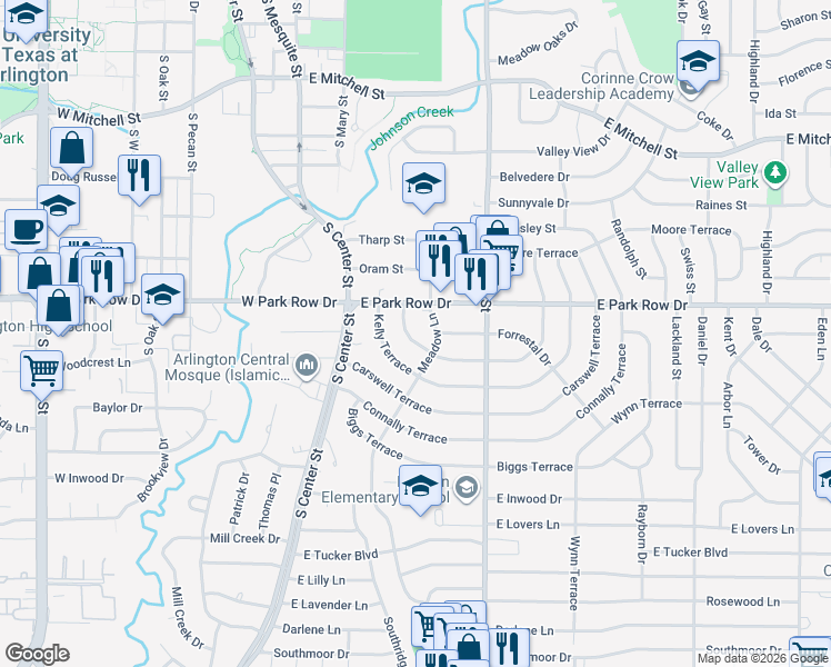 map of restaurants, bars, coffee shops, grocery stores, and more near 515 Harmon Terrace in Arlington