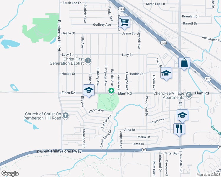 map of restaurants, bars, coffee shops, grocery stores, and more near 515 Ezekial Avenue in Dallas