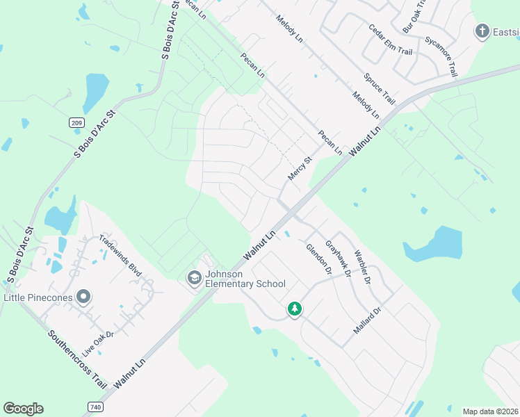 map of restaurants, bars, coffee shops, grocery stores, and more near 1105 Almond Drive in Forney