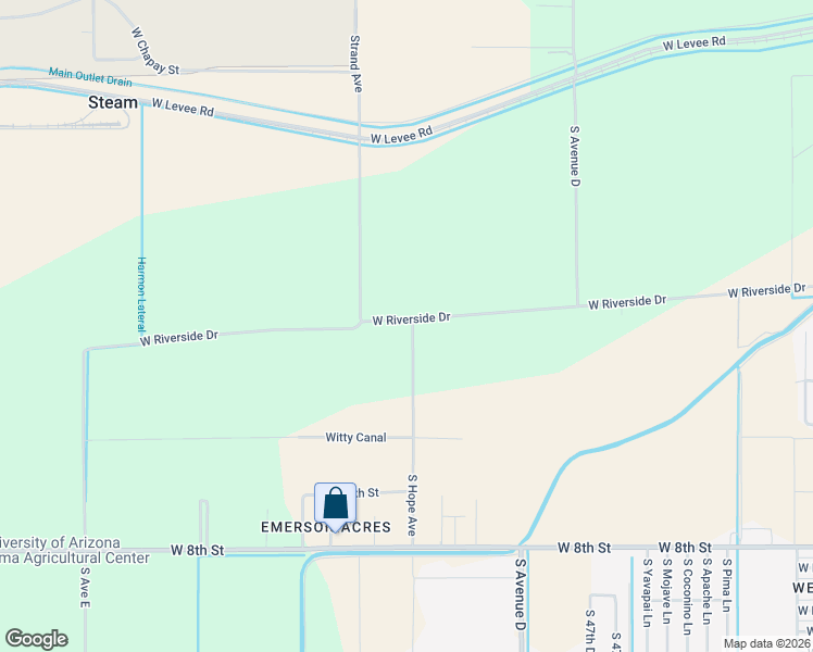 map of restaurants, bars, coffee shops, grocery stores, and more near 4801-5299 West Riverside Drive in Yuma