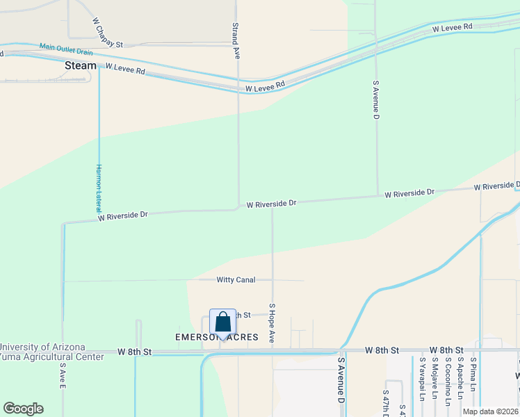 map of restaurants, bars, coffee shops, grocery stores, and more near 5301-5399 West Riverside Drive in Yuma