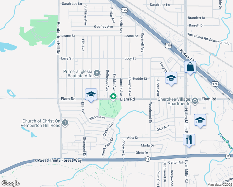 map of restaurants, bars, coffee shops, grocery stores, and more near 533 Jonelle Avenue in Dallas