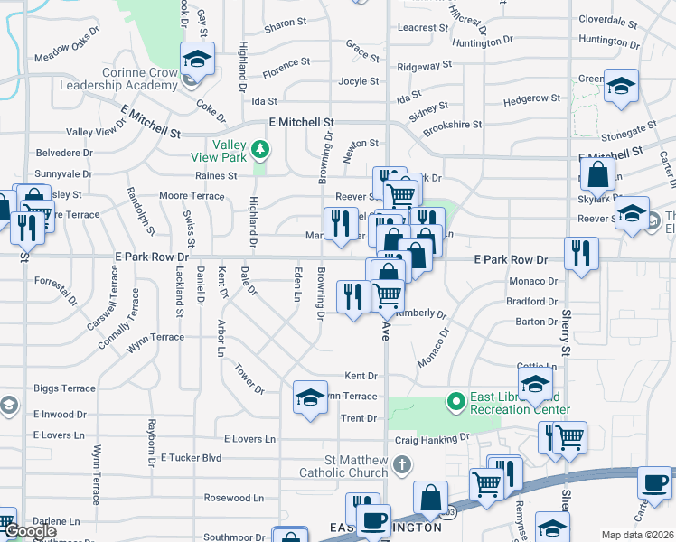 map of restaurants, bars, coffee shops, grocery stores, and more near in Arlington