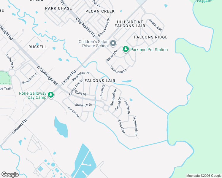 map of restaurants, bars, coffee shops, grocery stores, and more near 4981 Kingfisher Lane in Mesquite