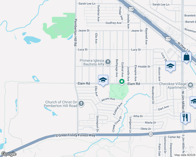 map of restaurants, bars, coffee shops, grocery stores, and more near 534 Ella Avenue in Dallas