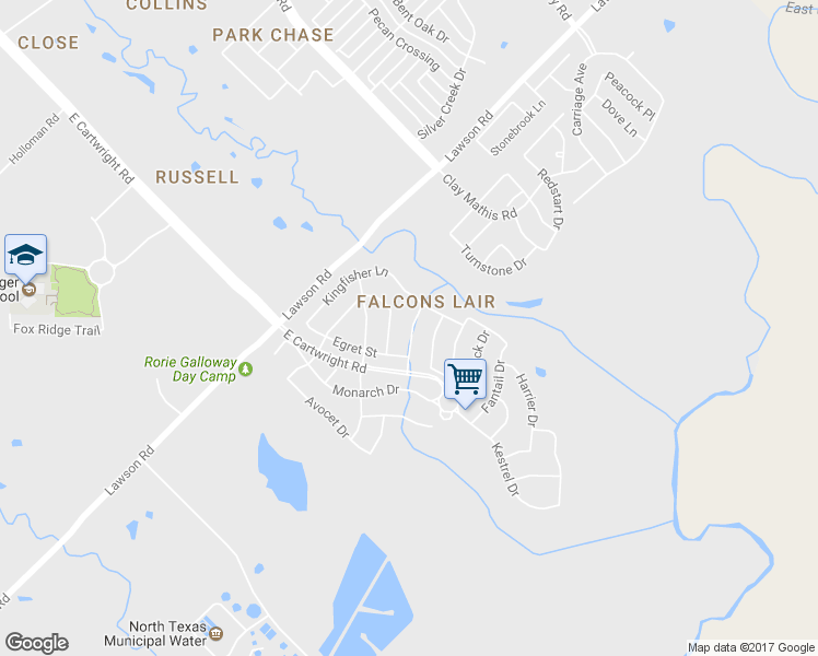 map of restaurants, bars, coffee shops, grocery stores, and more near 2821 Goldfinch Drive in Mesquite