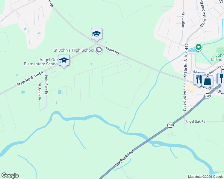 map of restaurants, bars, coffee shops, grocery stores, and more near 1834 Clark Hills Circle in Johns Island