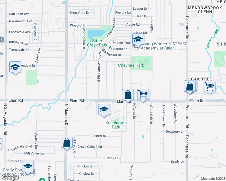 map of restaurants, bars, coffee shops, grocery stores, and more near 545 Pleasant Oaks Drive in Dallas