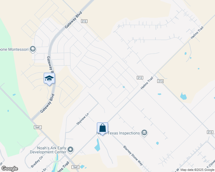 map of restaurants, bars, coffee shops, grocery stores, and more near 1832 Big Spring Drive in Forney
