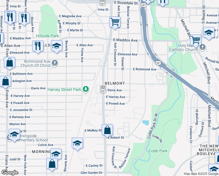 map of restaurants, bars, coffee shops, grocery stores, and more near 1609 Davis Avenue in Fort Worth
