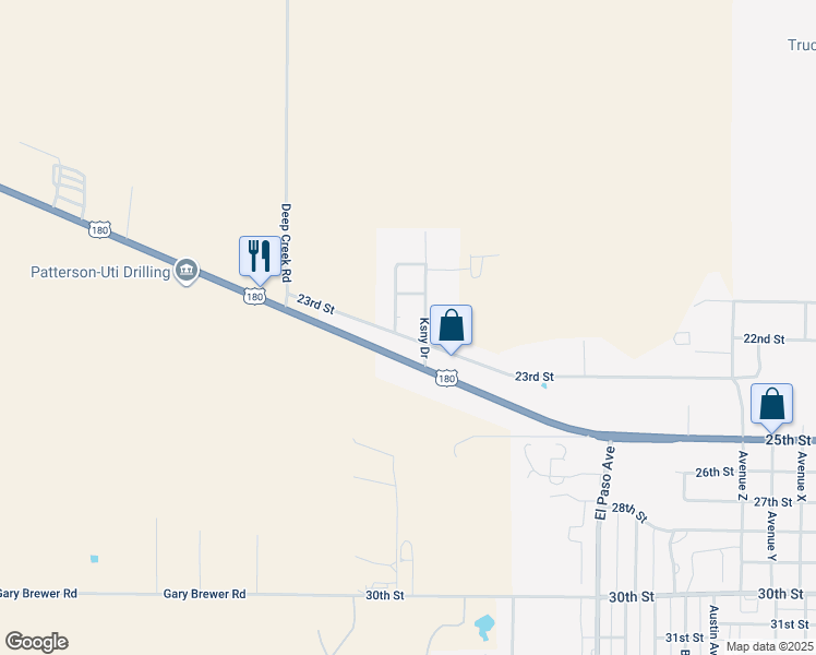 map of restaurants, bars, coffee shops, grocery stores, and more near 3801 23rd Street in Snyder