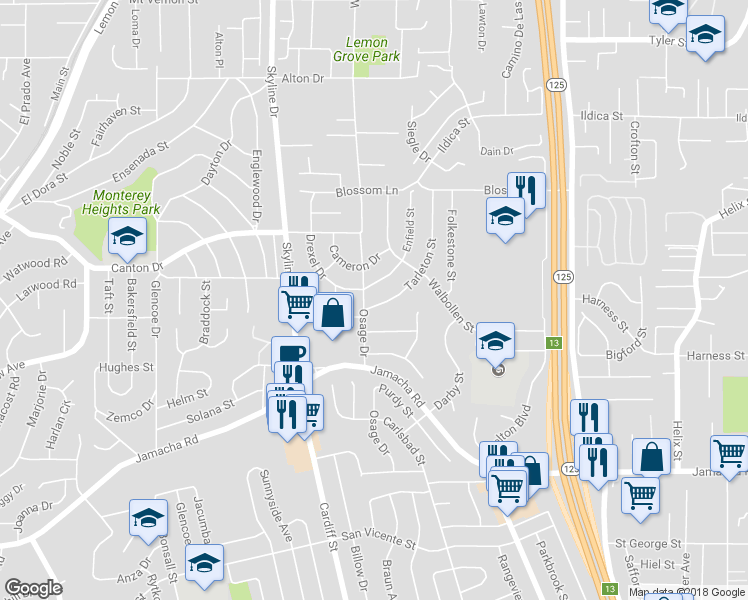map of restaurants, bars, coffee shops, grocery stores, and more near 1514 Tarleton Street in Spring Valley