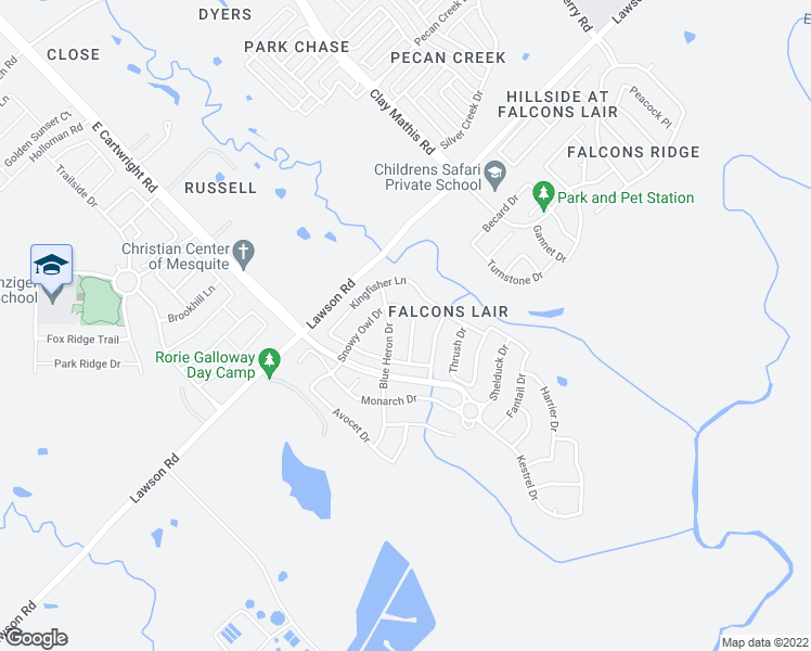 map of restaurants, bars, coffee shops, grocery stores, and more near 2805 Turtle Dove Lane in Mesquite