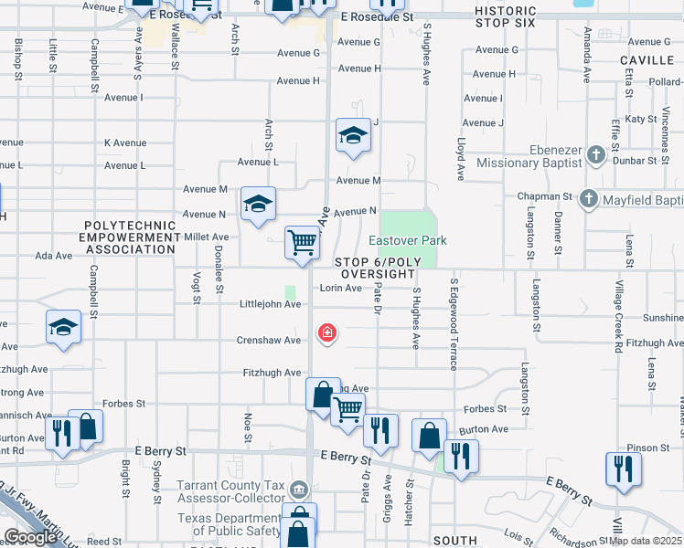 map of restaurants, bars, coffee shops, grocery stores, and more near 4224 Ramey Avenue in Fort Worth