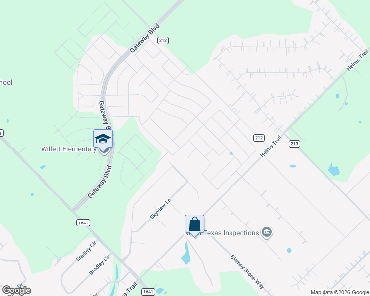 map of restaurants, bars, coffee shops, grocery stores, and more near 1309 Caprock Drive in Forney