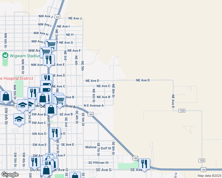 map of restaurants, bars, coffee shops, grocery stores, and more near 708 Northeast Avenue C in Seminole