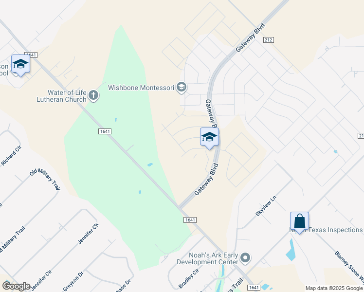map of restaurants, bars, coffee shops, grocery stores, and more near 1568 Sugarberry Drive in Forney