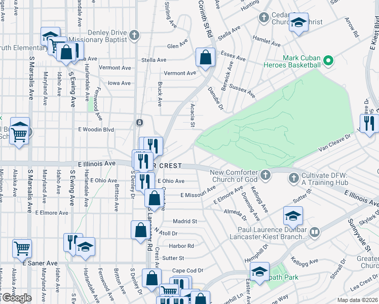 map of restaurants, bars, coffee shops, grocery stores, and more near 2207 Belknap Avenue in Dallas