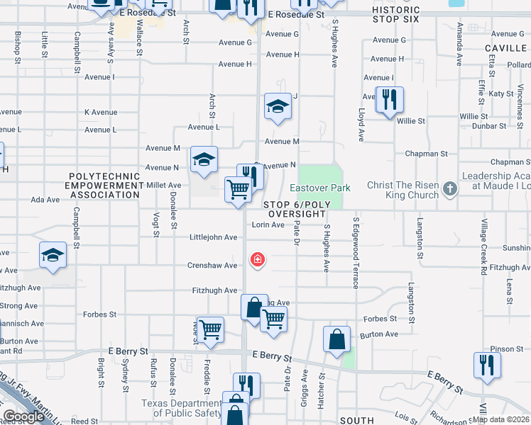 map of restaurants, bars, coffee shops, grocery stores, and more near 4224 Ramey Avenue in Fort Worth