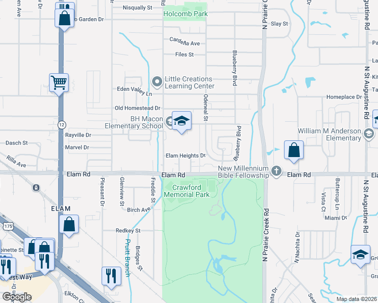 map of restaurants, bars, coffee shops, grocery stores, and more near 8551 Elam Heights Drive in Dallas