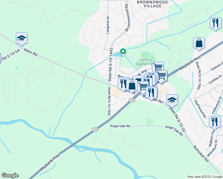 map of restaurants, bars, coffee shops, grocery stores, and more near in Charleston
