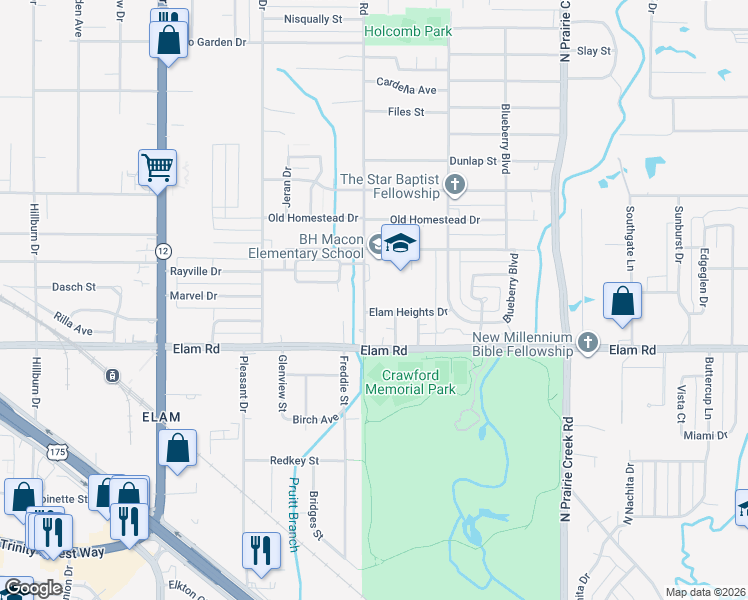 map of restaurants, bars, coffee shops, grocery stores, and more near 8519 Elam Heights Drive in Dallas