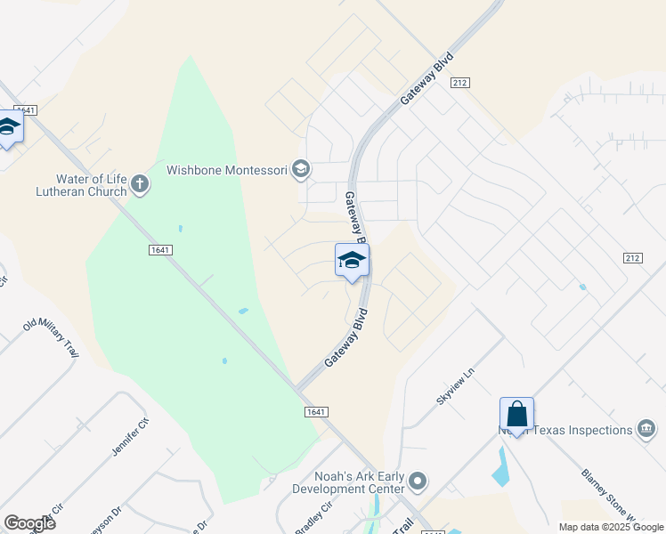 map of restaurants, bars, coffee shops, grocery stores, and more near 1351 Gateway Boulevard in Forney