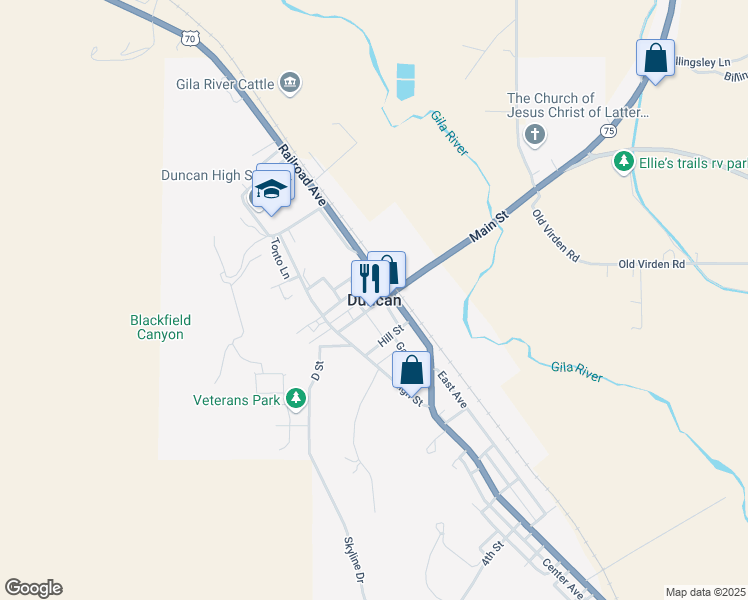 map of restaurants, bars, coffee shops, grocery stores, and more near in Duncan